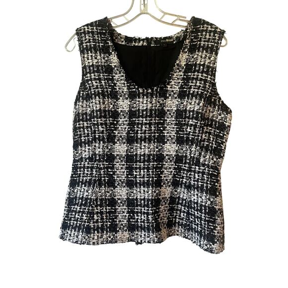 Theory Sculpted Tweed Peplum Top Sz L - Picture 2 of 6